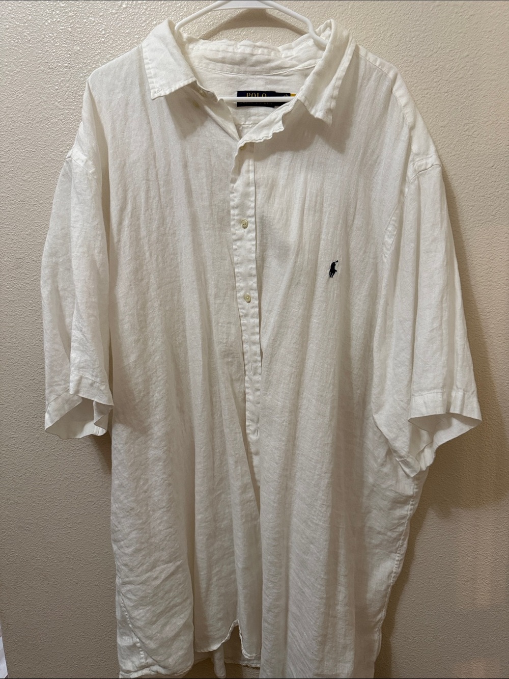 Polo by Ralph Lauren Men's White Short-Sleeve Button-Down Shirt with Navy Pony